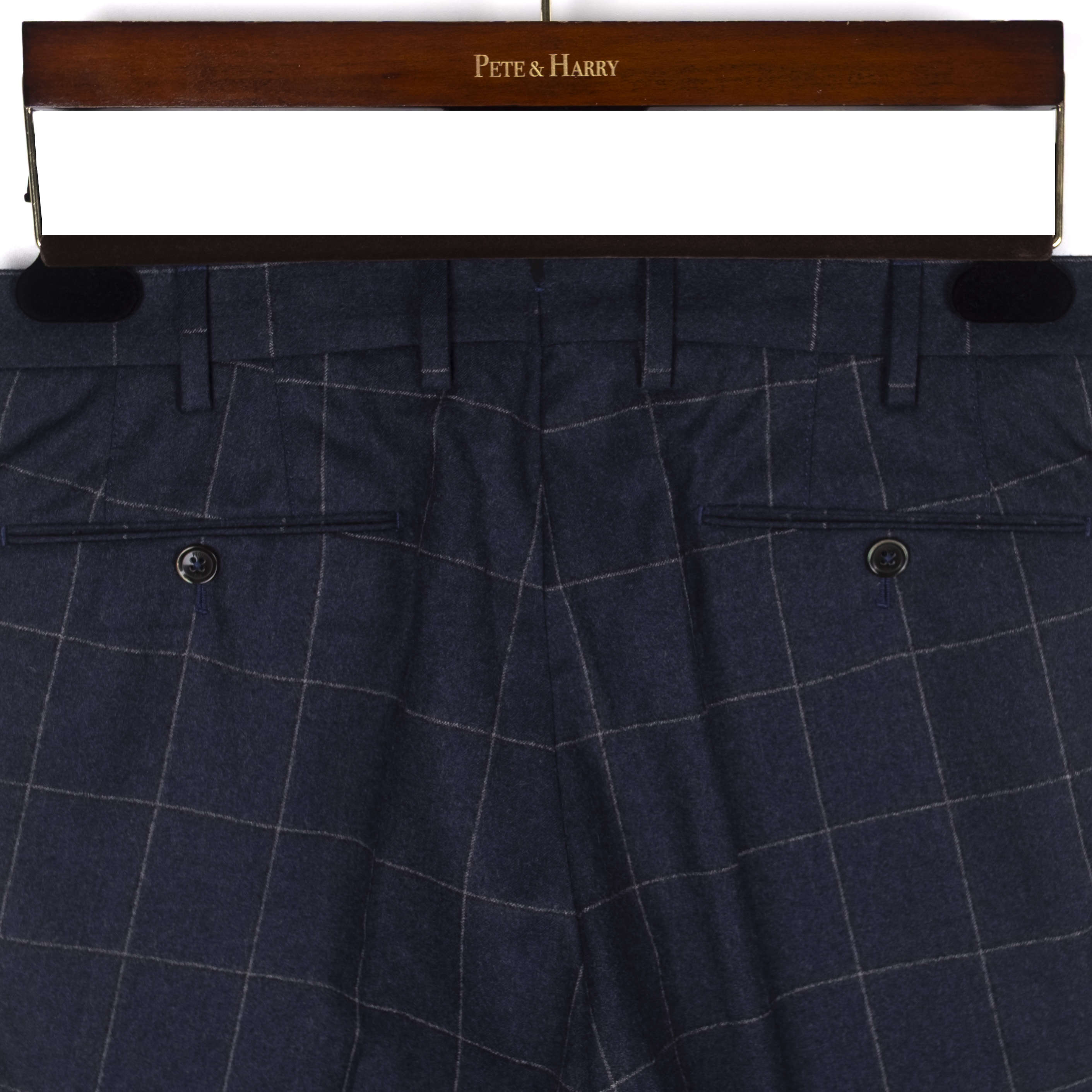 Navy Windowpane Trousers