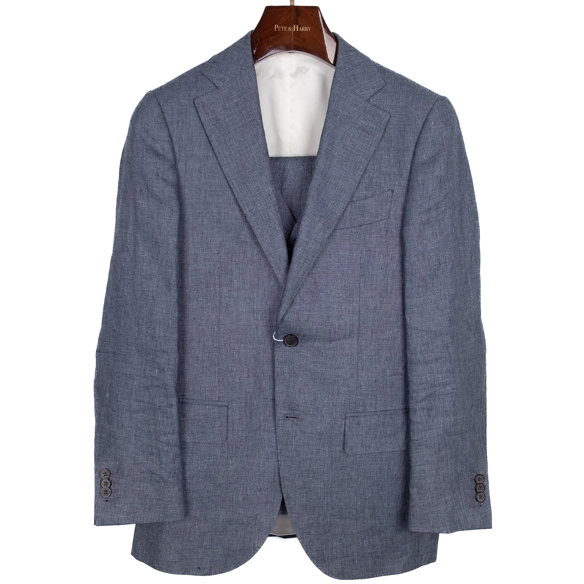 Blue 3 Piece Linen Suit