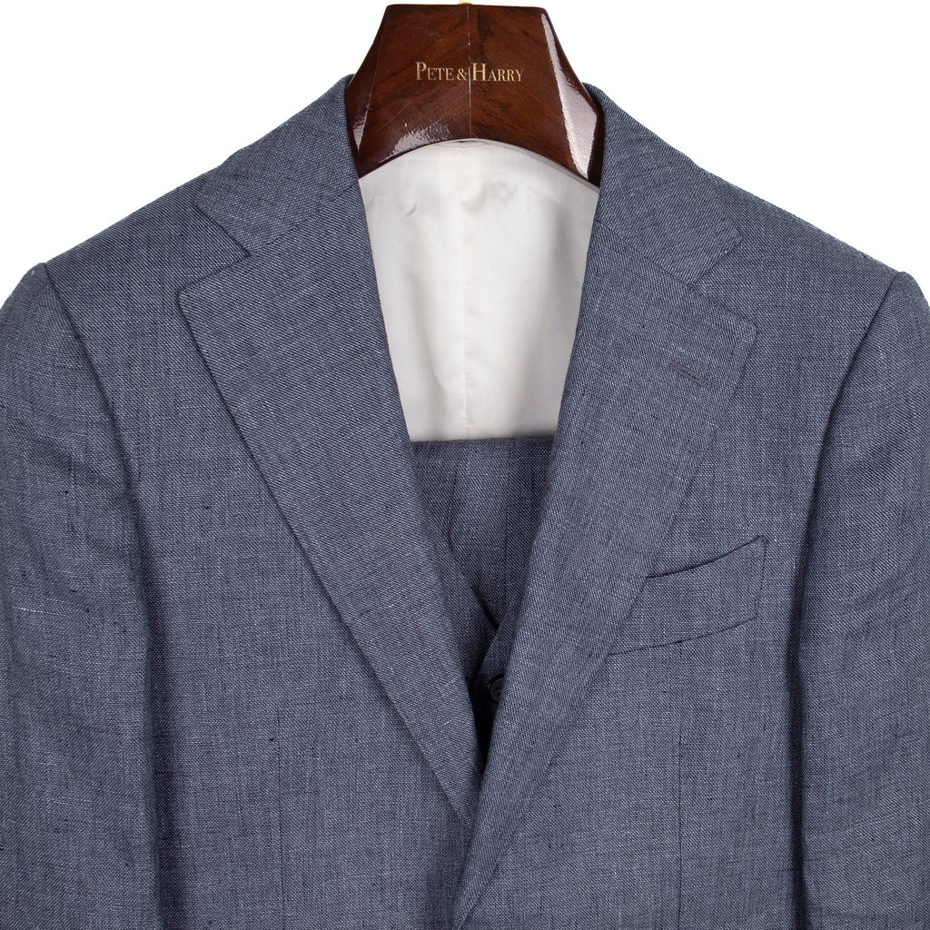 Blue 3 Piece Linen Suit