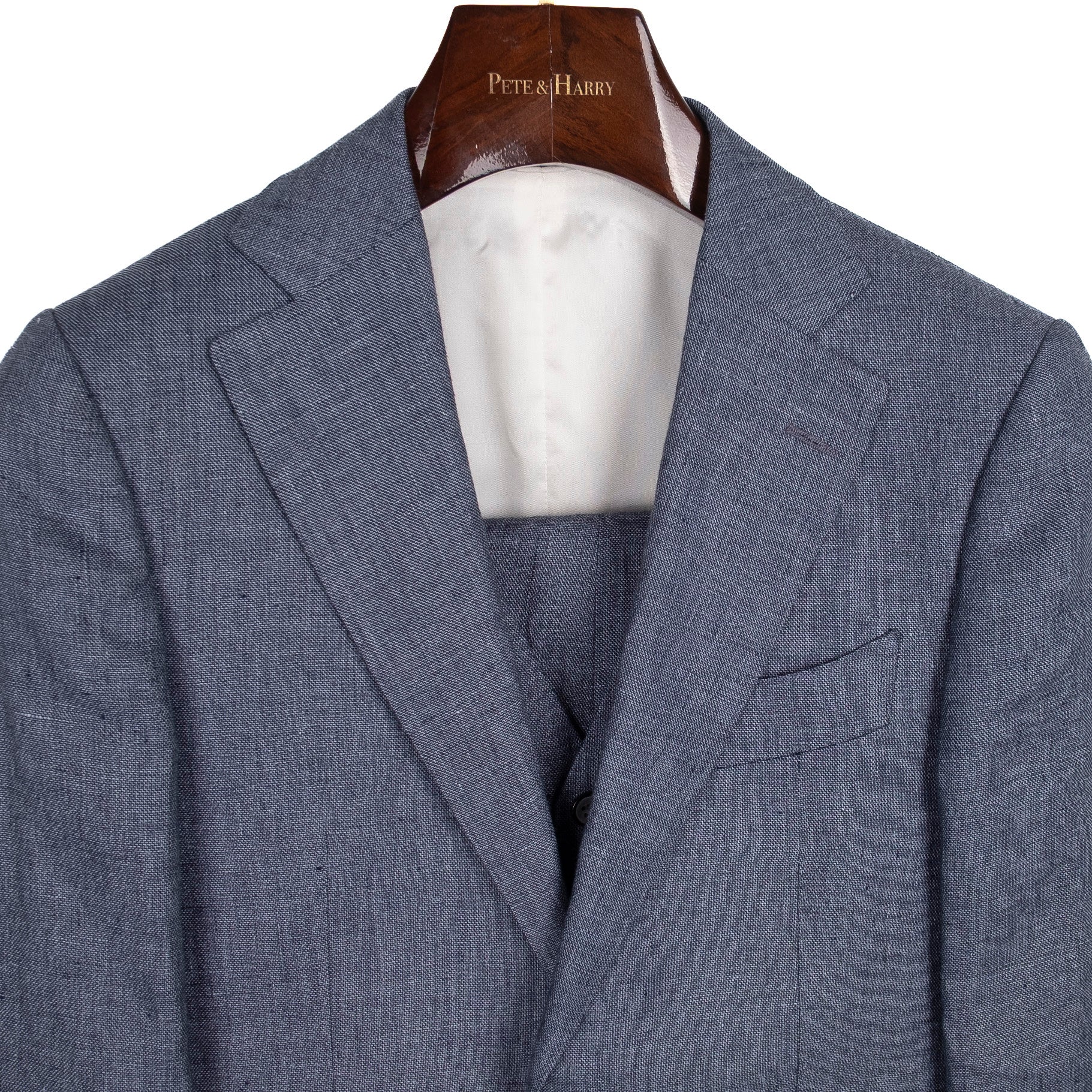Blue 3 Piece Linen Suit