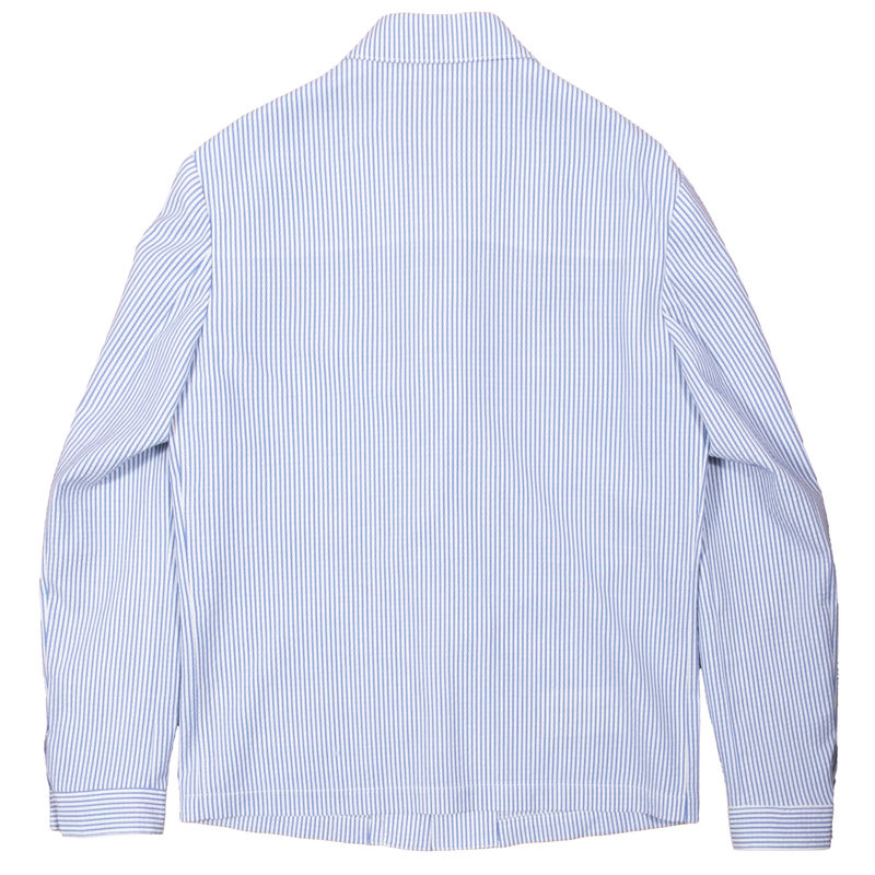 Neapolitan Hand Tailored Blue/White Striped Seersucker Utility Jacket Sz 48