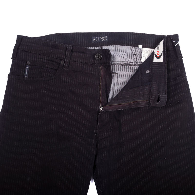 Armani Black Pinstriped 5 Pocket Trousers