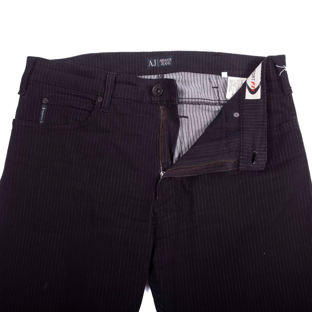 Armani Black Pinstriped 5 Pocket Trousers