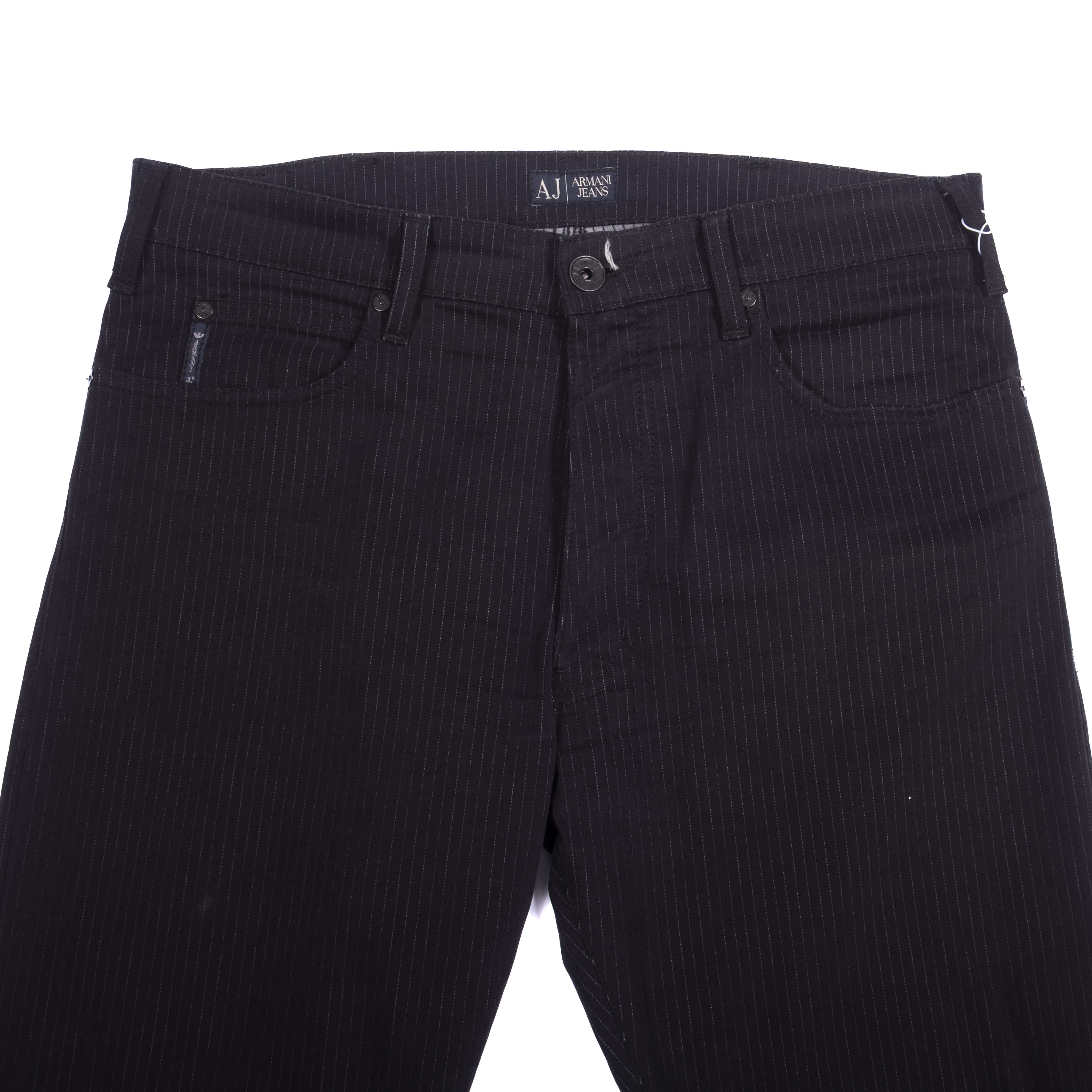 Armani Black Pinstriped 5 Pocket Trousers