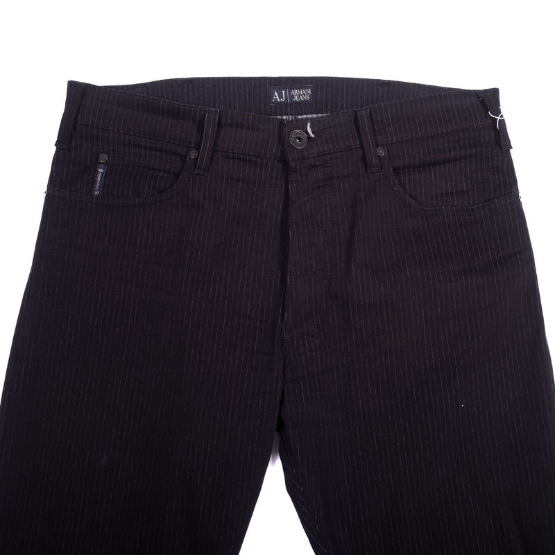 Armani Black Pinstriped 5 Pocket Trousers