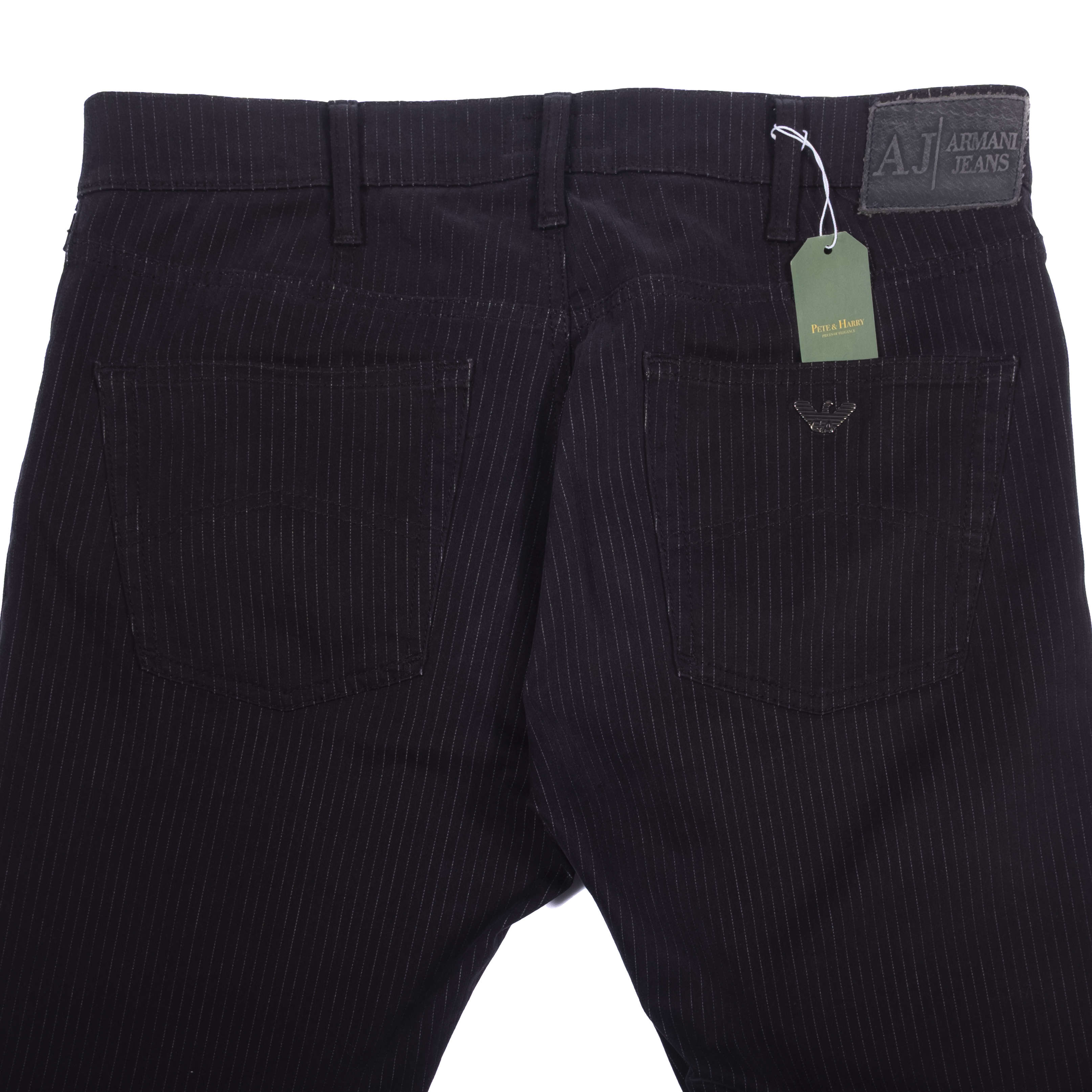 Armani Black Pinstriped 5 Pocket Trousers