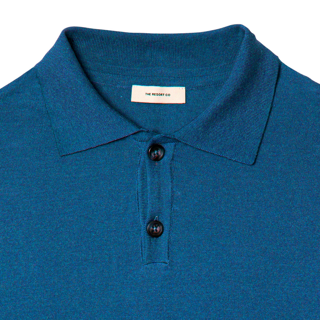 Knitted Polo Shirt Azure - Regular Retail Price 1590 Kr