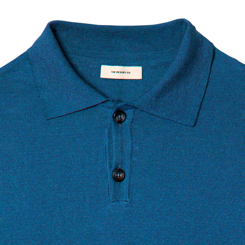 Knitted Polo Shirt Azure