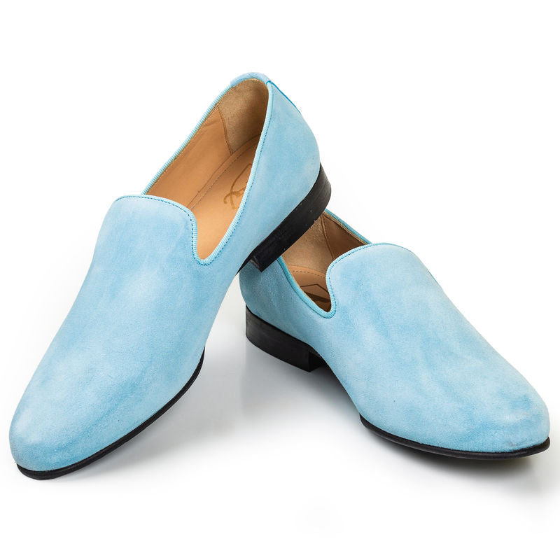 Light Blue Suede Slippers