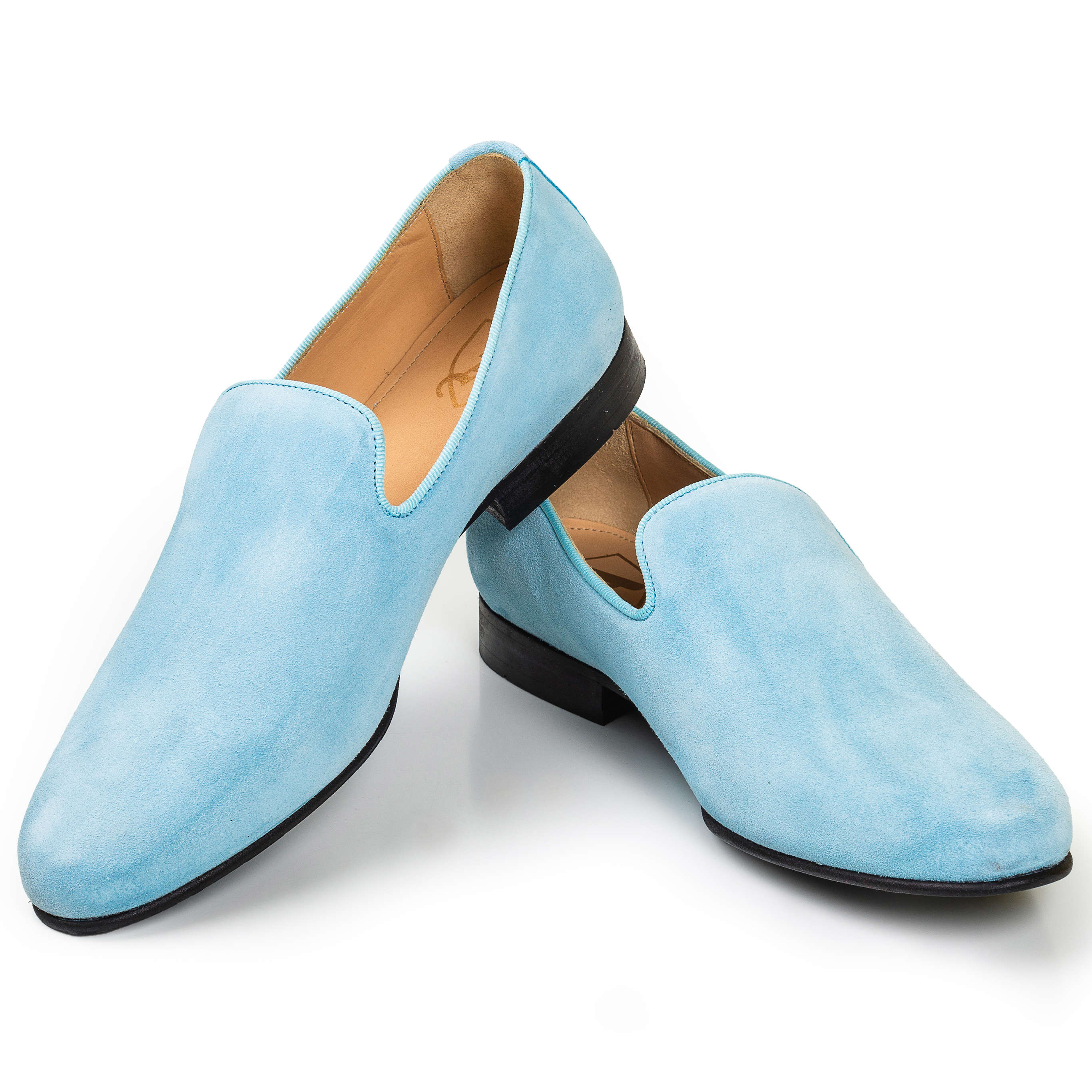 Light Blue Suede Slippers, 44
