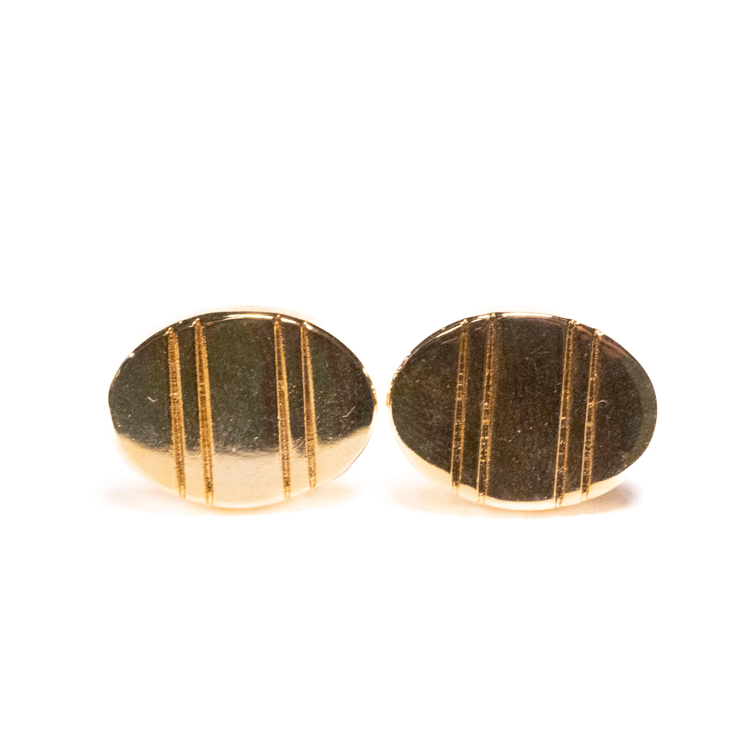 Gold Colored Striped Cufflinks
