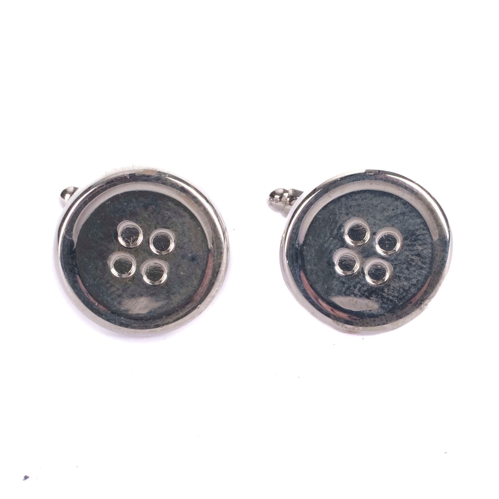 Silver Colored Button Cufflinks