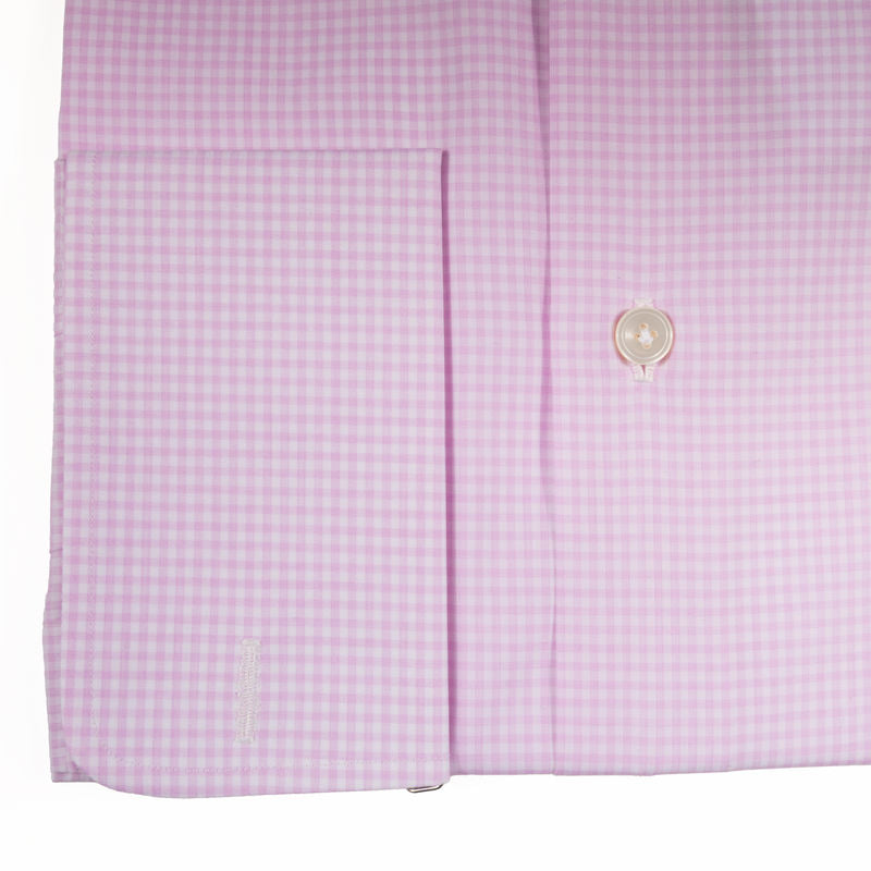 White and Pink Gingham Buttondown Shirt 40