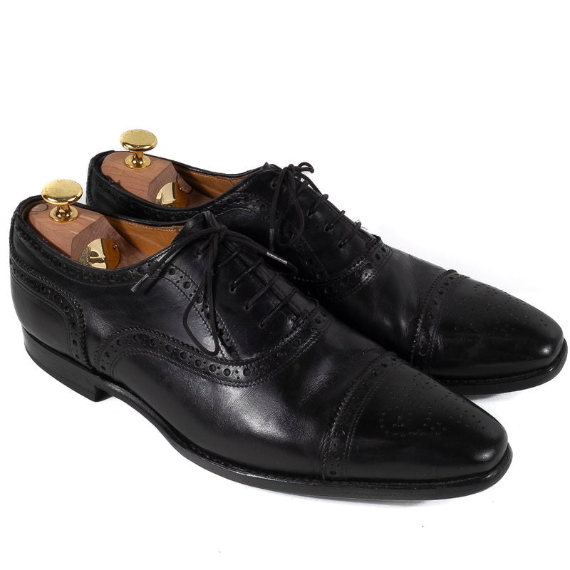 Italigente Black Cap Toe Brogued Oxfords