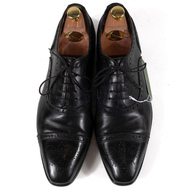 Italigente Black Cap Toe Brogued Oxfords