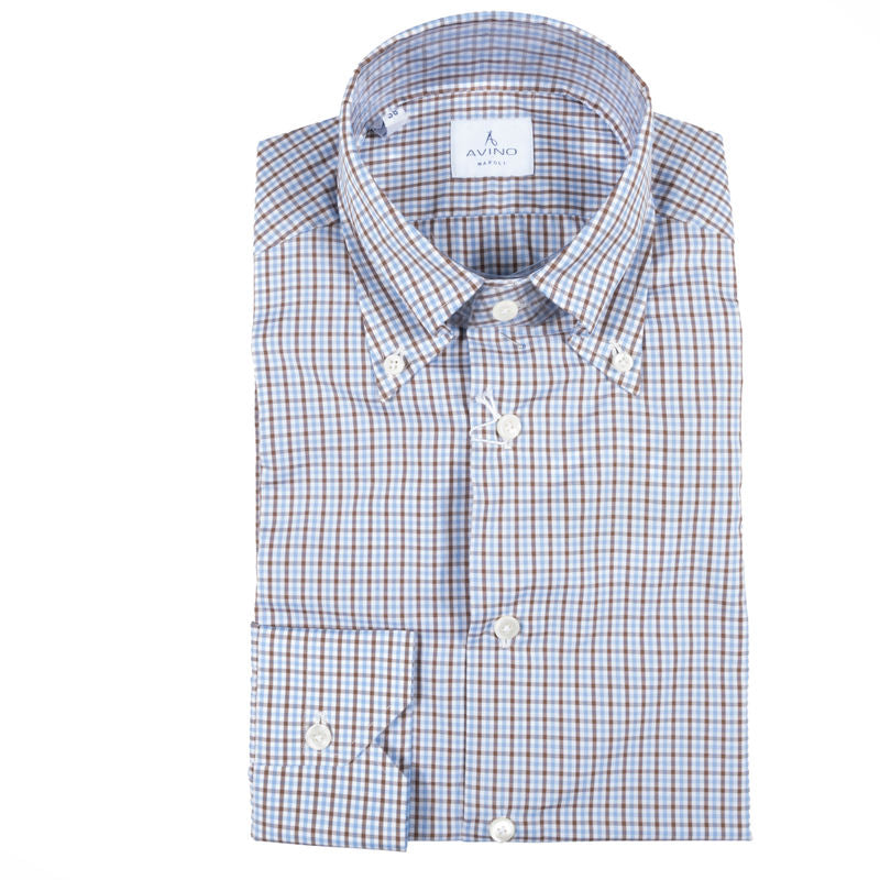 Blue & Brown Check Buttondown Shirt 38