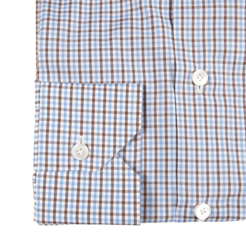 Blue & Brown Check Buttondown Shirt 38