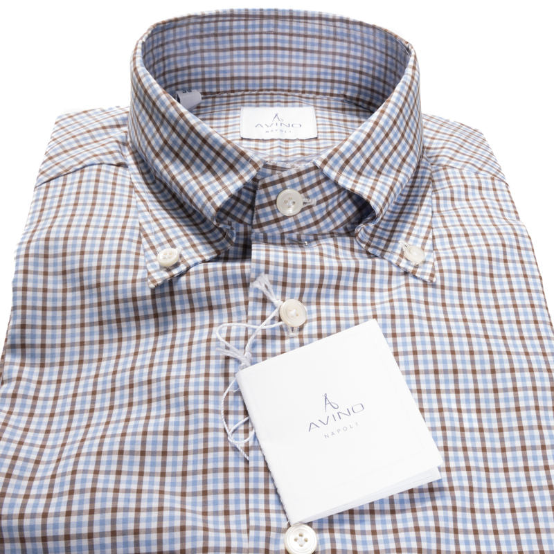 Blue & Brown Check Buttondown Shirt 38