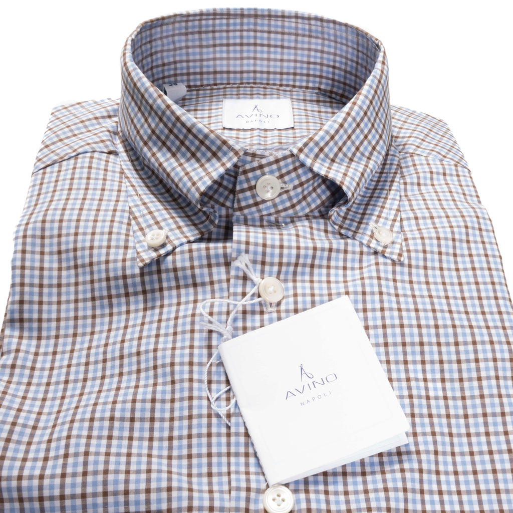 Blue & Brown Check Buttondown Shirt 38