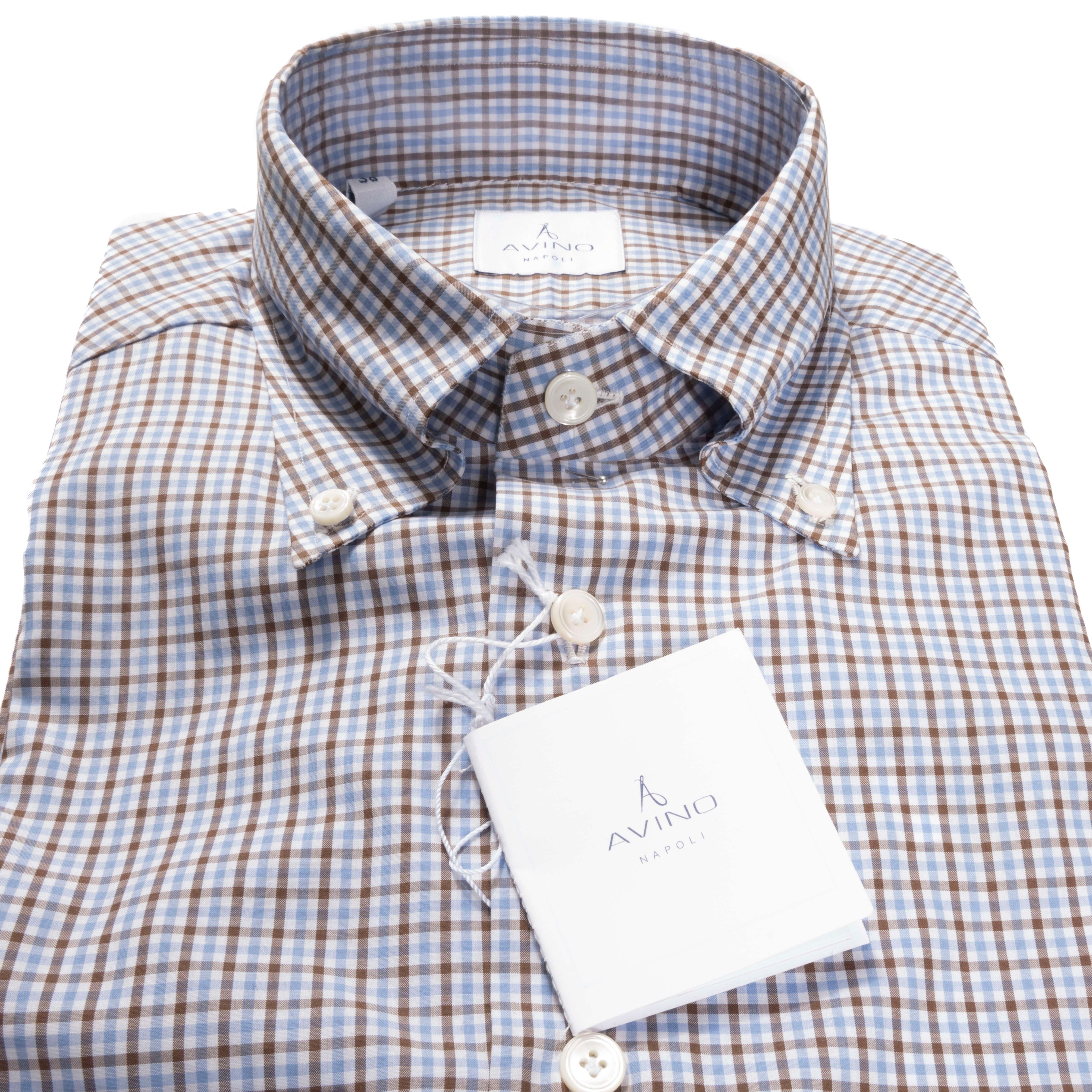 Blue & Brown Check Buttondown Shirt 38