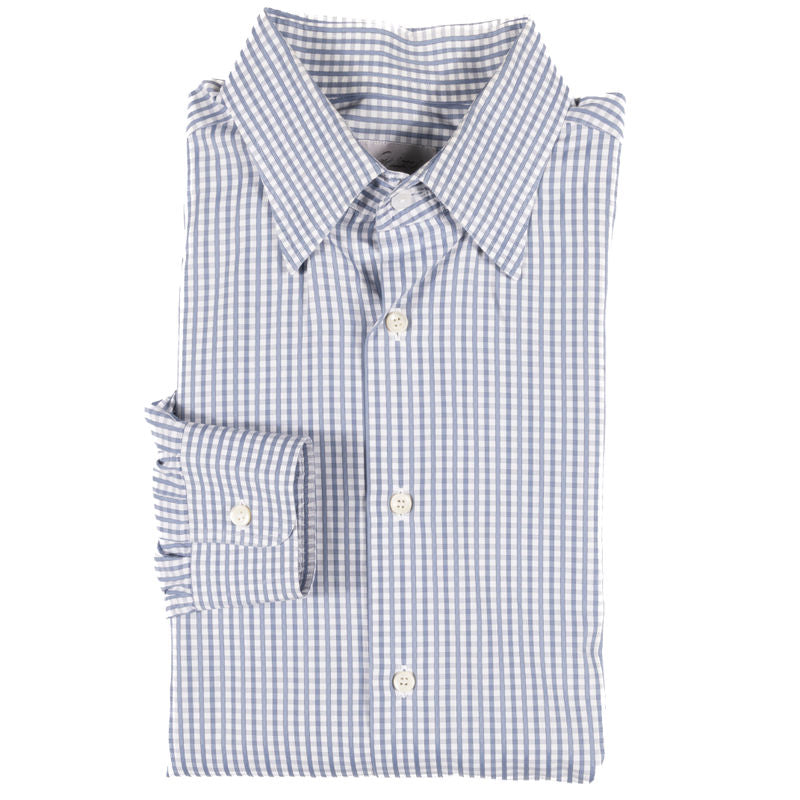BrioniBlue and White Checks Business Shirt