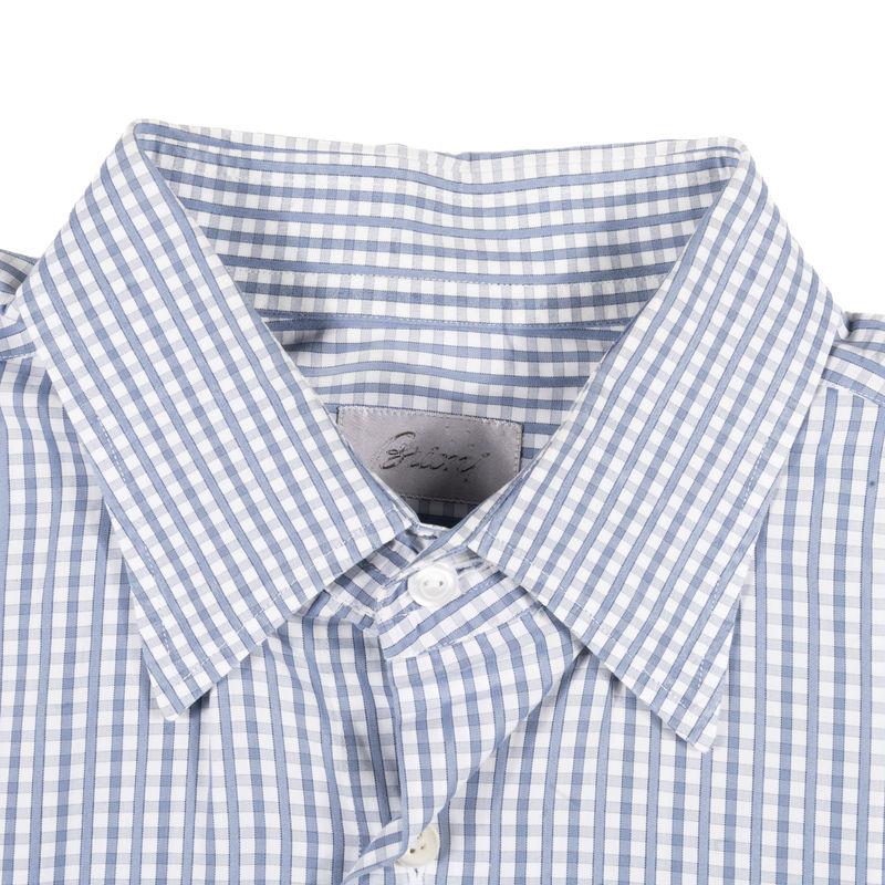 BrioniBlue and White Checks Business Shirt