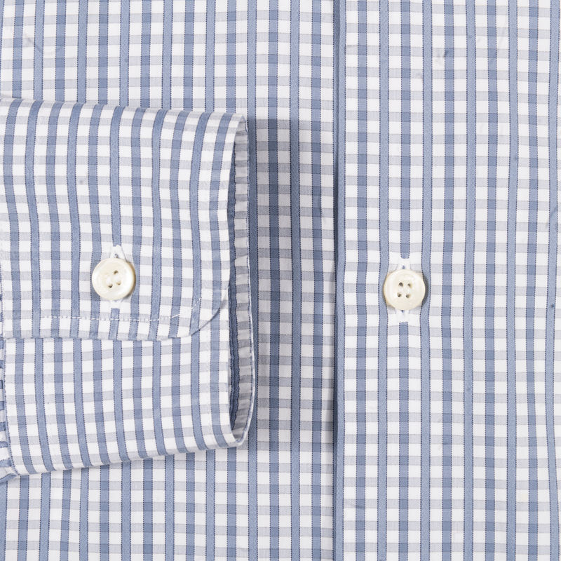 BrioniBlue and White Checks Business Shirt