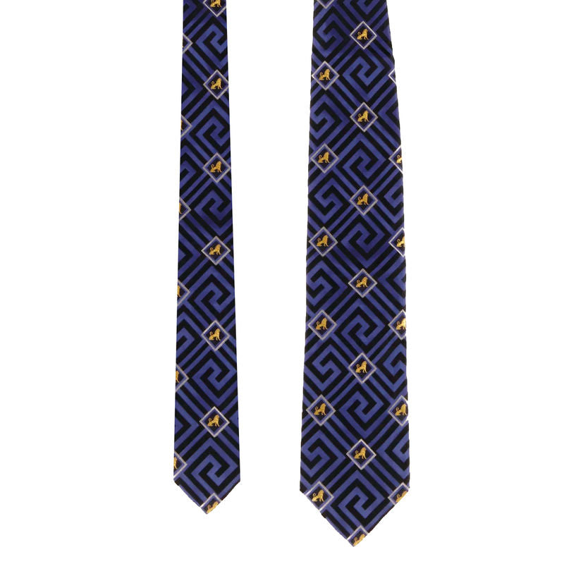 Frey Wille Blue Zig Zag Pattern Tie with Lions