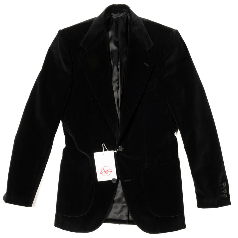 Neapolitan Hand Tailored Black Velvet Sport Coat Sz 48