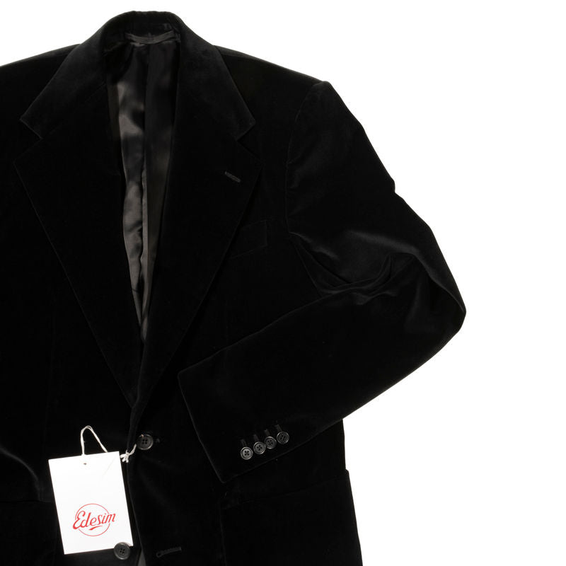 Neapolitan Hand Tailored Black Velvet Sport Coat Sz 48