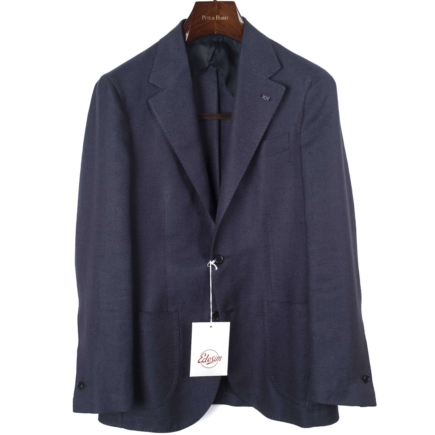 Neapolitan Hand Tailored Navy Textured Sport Coat Sz 46