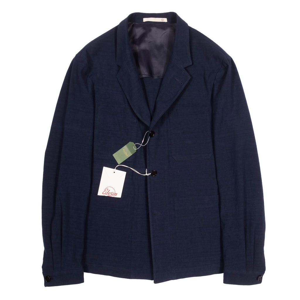Neapolitan Hand Tailored Navy Linen Utility Jacket Size 50