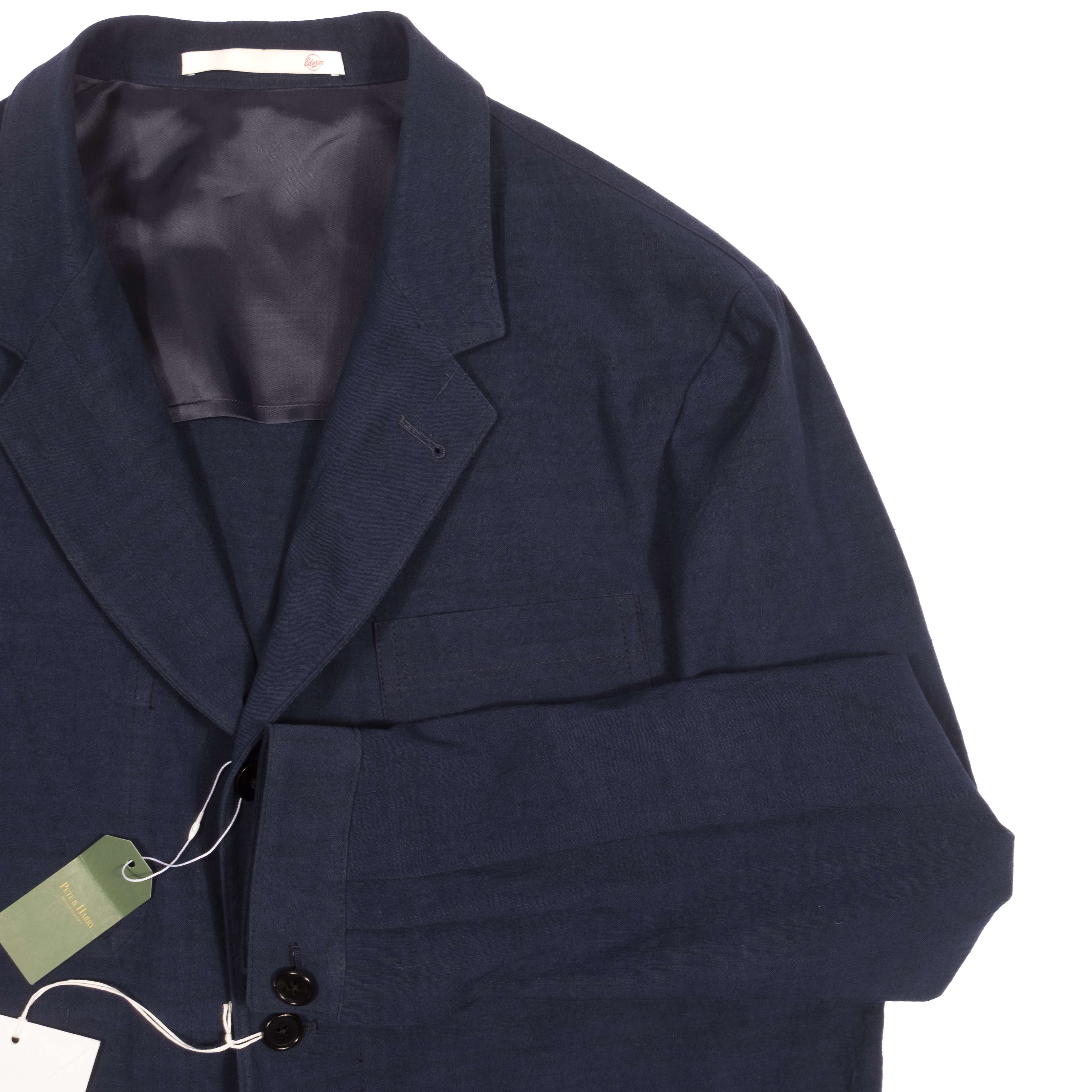 Neapolitan Hand Tailored Navy Linen Utility Jacket