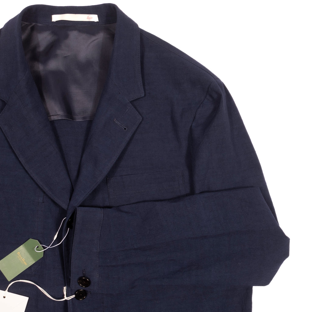 Neapolitan Hand Tailored Navy Linen Utility Jacket Size 50