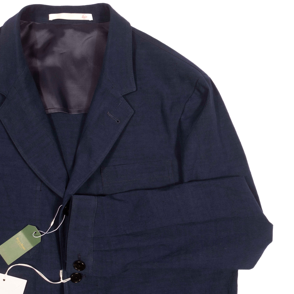 Neapolitan Hand Tailored Navy Linen Utility Jacket Sz 50
