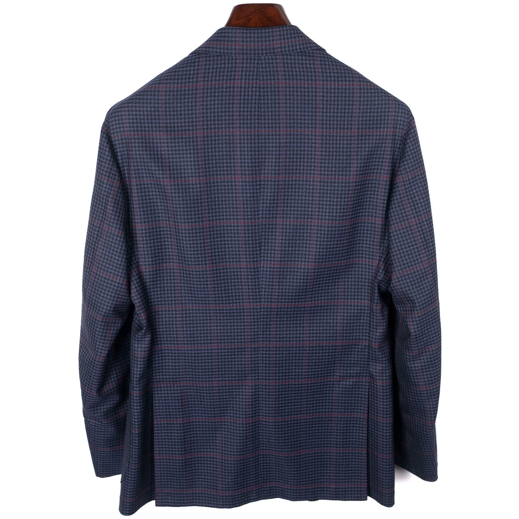 Neapolitan Hand Tailored Navy with red checks Summer Wool Sport Coat Sz 48