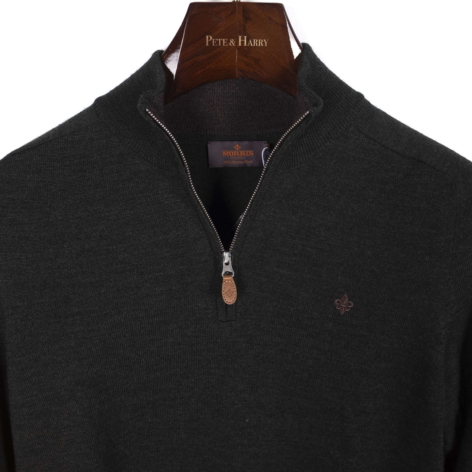 Dark Green Merino Wool Half Zip