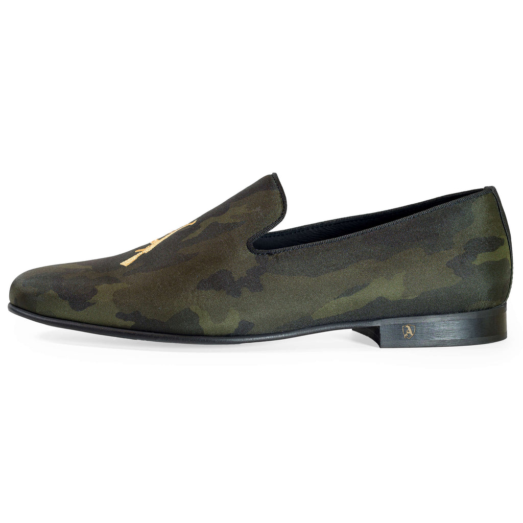 Camouflage Coloured Albert Slippers with Embroidered Rifles, 43