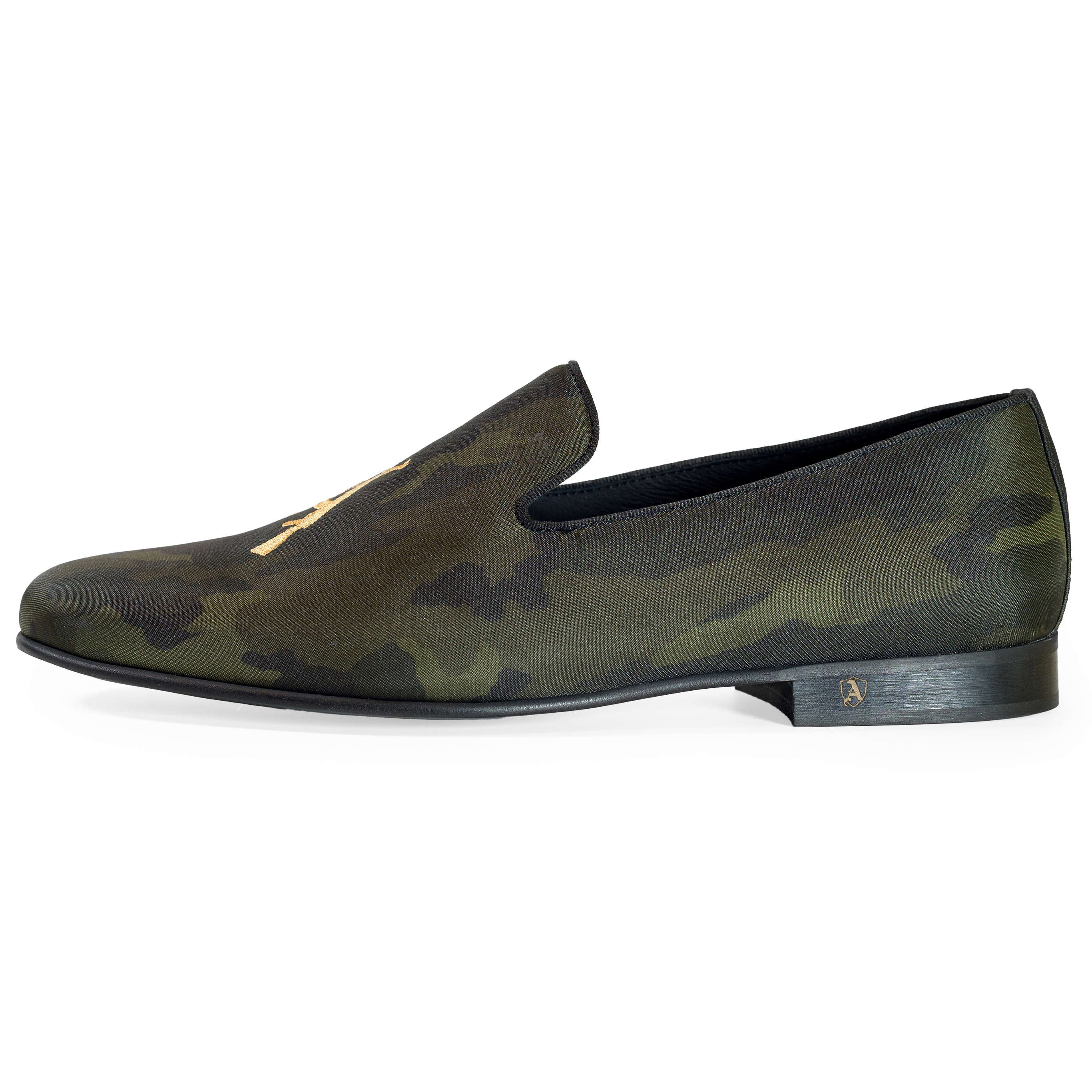 Camouflage Coloured Albert Slippers with Embroidered Rifles, 42