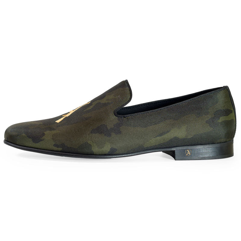 Camouflage Coloured Albert Slippers with Embroidered Rifles