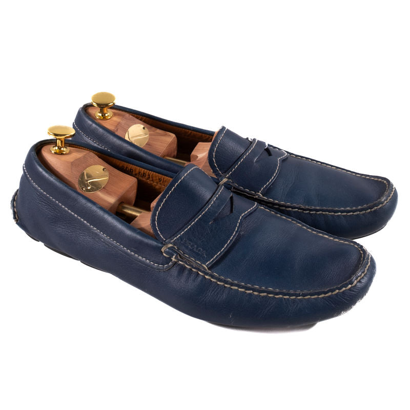 Prada Blue Leather Car Shoes Sz UK 9 (EU 43)