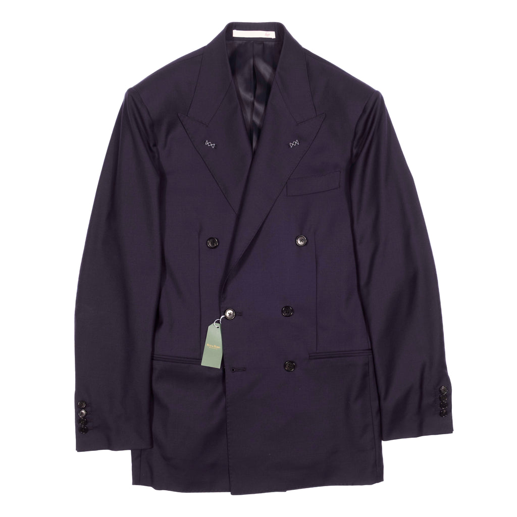 Neapolitan Hand Tailored Drapers Navy Double Breasted Sport Coat Sz 48