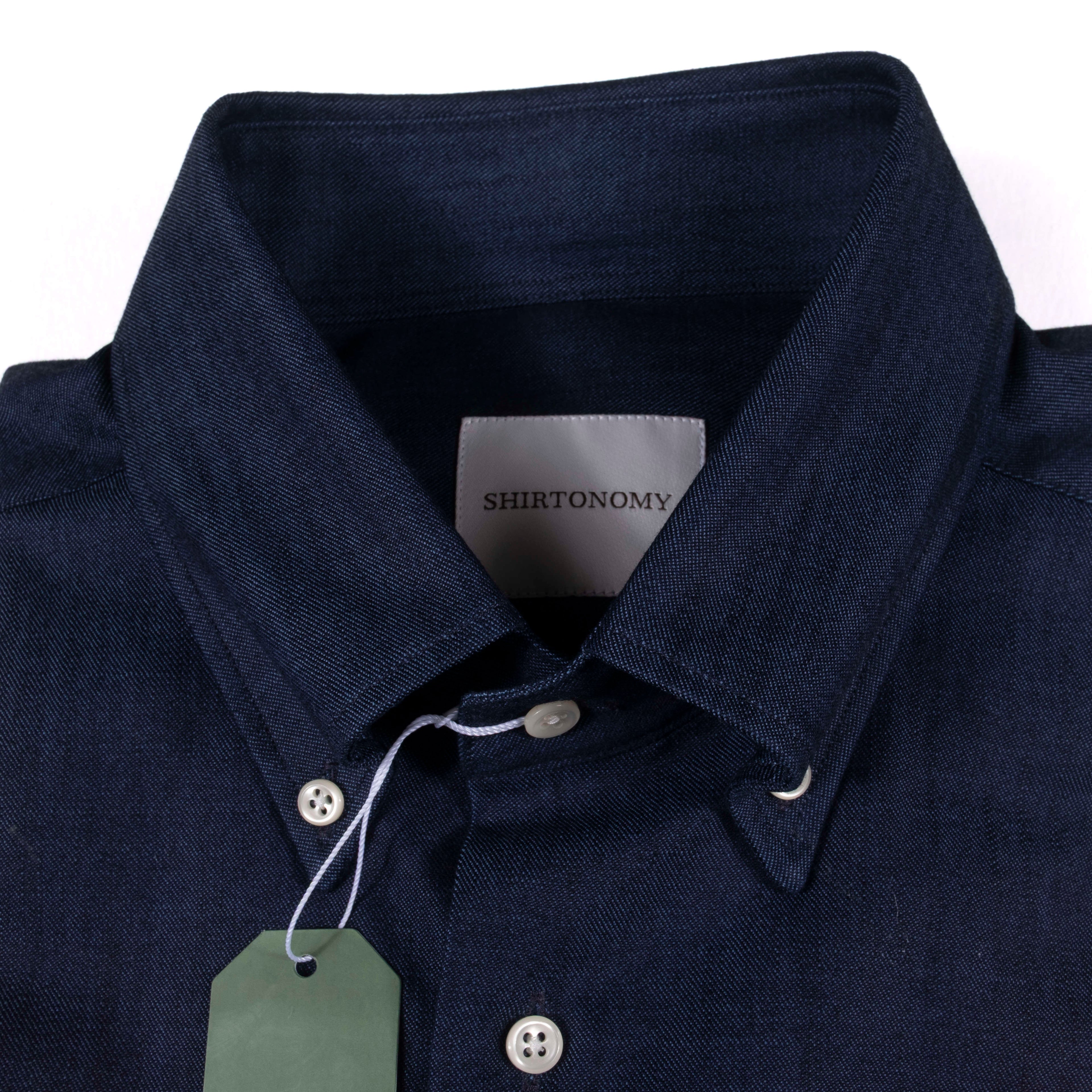 Shirtonomy Blue Overdyed Buttondown Denim Shirt Sz 45