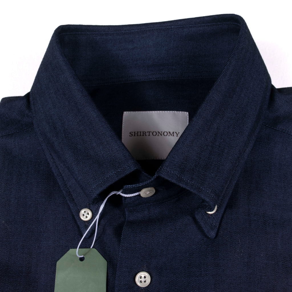 Shirtonomy Blue Overdyed Buttondown Denim Shirt Sz 45