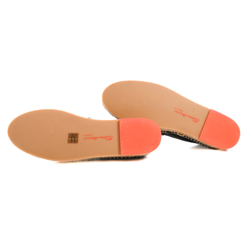 Santoni Black Leather Espadrilles