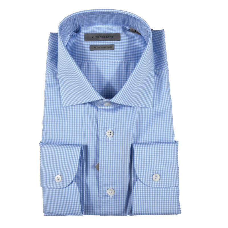 Light Blue Gingham Business Shirt 43