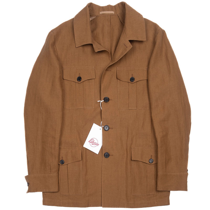 Neapolitan Tailored Brown Safari Jacket Sz 50