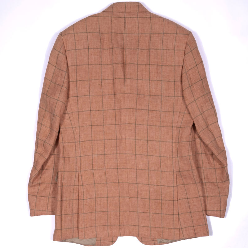 Corneliani Orange with Green Check Linen Sport Coat