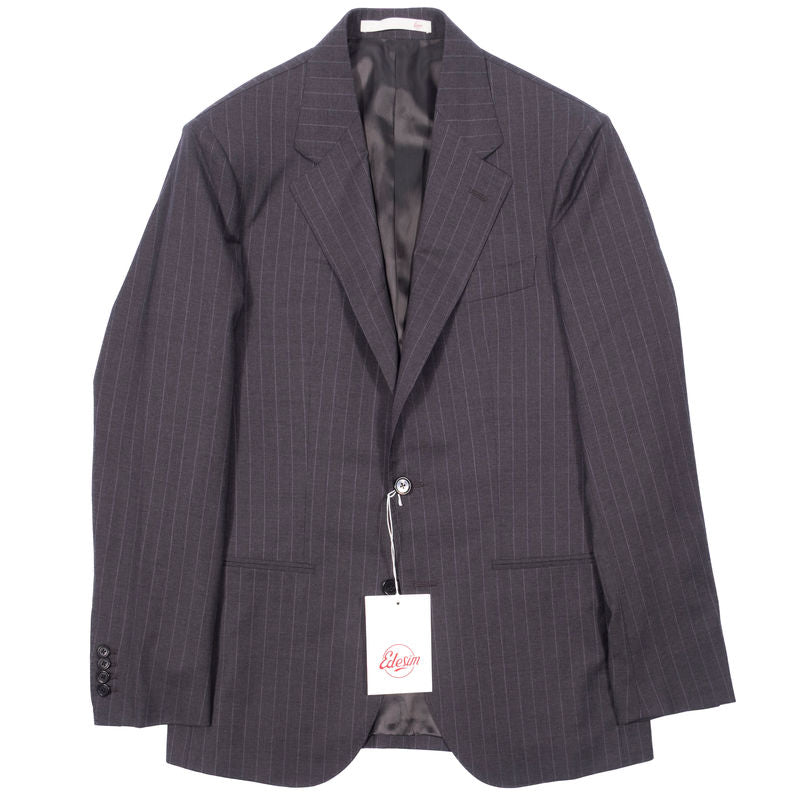 Neapolitan Hand Tailored Grey Chalk Striped Suit Sz 48