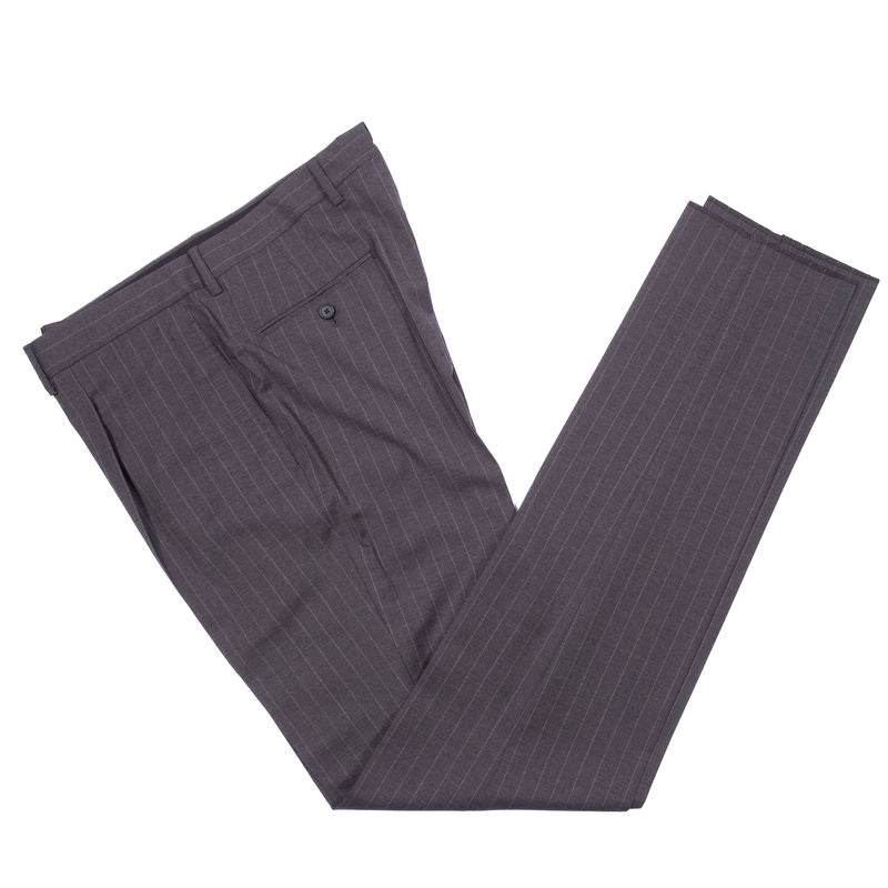 Neapolitan Hand Tailored Grey Chalk Striped Suit Sz 48